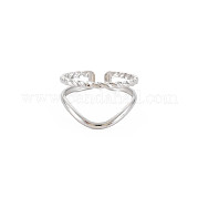 304 anillo de puño abierto de doble línea de acero inoxidable para mujer RJEW-S405-211P