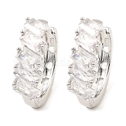 Серьги-кольца из латуни с микропаве из кубического циркония EJEW-D078-24P