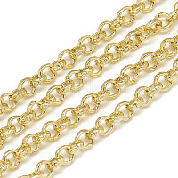 Pandahall 32.8 Feet Aluminum Rolo Link Chain Unwelded Textured Necklace  Chains with Spool Metal Chains Light Gold for Jewelry Making