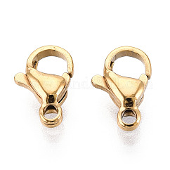 Fermoirs mousquetons en acier inoxydable 304, placage ionique (ip), véritable 18k plaqué or, 10x6.3x3.2mm, Trou: 1.4mm