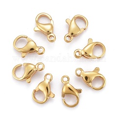 Chiusure a moschettone in acciaio inox 304, fermagli del grilletto del pappagallo, vero placcato oro 24k, 3/8x1/4x1/8 pollice (10x6x3 mm), Foro: 1.2 mm
