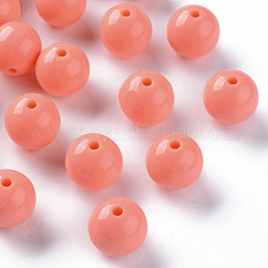 Abalorios acrílicos opacos, redondo, salmón oscuro, 16x15mm, agujero: 2.8 mm, aproximamente 220 unidades / 500 g