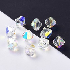 Abalorios de cristal austriaco de imitación, aaa grado, k9 vidrio, facetados, bicono, claro ab, 6x6mm, agujero: 0.7~0.9 mm