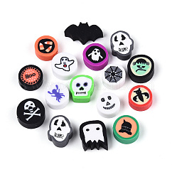 Perline di argilla polimerica fatte a mano per Halloween, forme misto, 8~12x8~15.5x3~5.5mm, Foro: 1.2~2 mm