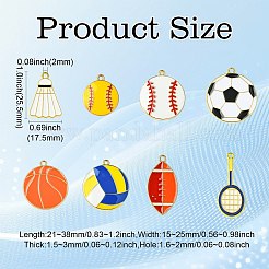 40 шт. 8 стиля подвески из сплава спортивного мяча с эмалью&nbsp;ENAM-CJ0006-82