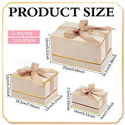 3 Stück 3 Arten von Geschenkboxen aus Kartonpapier mit Samtdeckel und Band&nbsp;AJEW-BC0010-03B