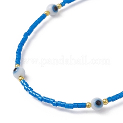 Bracelet en perles de verre et lampwork contre le mauvais œil avec fermoirs en acier inoxydable 304 plaqué or 18 carat&nbsp;BJEW-JB09998-01
