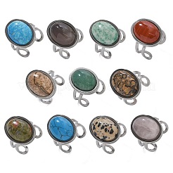 Овальные кольца из натуральных и синтетических драгоценных камней&nbsp;RJEW-M062-02P-19