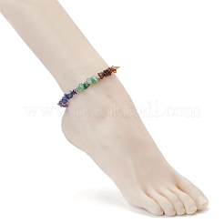 Cavigliere con perline di pietre preziose naturali con chip chakra&nbsp;AJEW-AN00388
