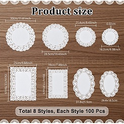 800 шт. 8 видов кружевной бумажной пергаментной бумаги&nbsp;AJEW-TW0001-14