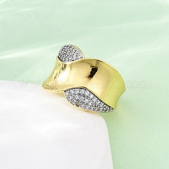 Регулируемые манжеты-кольца из латуни с микропаве из кубического циркония для женщин&nbsp;RJEW-U053-08G