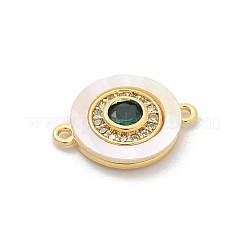 Messing Micro Pave klare Zirkonia & Muschel Verbindungsstück Charms&nbsp;KK-M303-03G-02