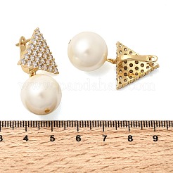 Orecchini a cerchio in ottone triangolare con micro pavé di zirconi cubici trasparenti&nbsp;EJEW-H180-01C-G