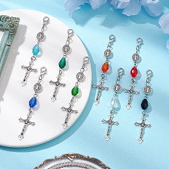 Pendentif décoratif en forme de croix en alliage de style tibétain&nbsp;HJEW-JM02683