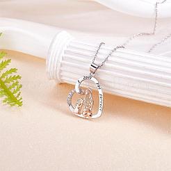 Collier pendentif coeur mère et fille assis côte à côte collier mignon pendentif coeur creux breloques bijoux cadeaux pour les femmes fête des mères noël anniversaire anniversaire&nbsp;JN1099A