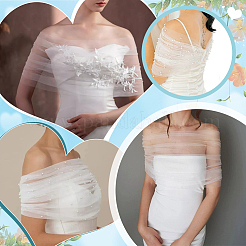 Полиэстеровая шаль на одно плечо для невесты&nbsp;AJEW-WH0752-127B