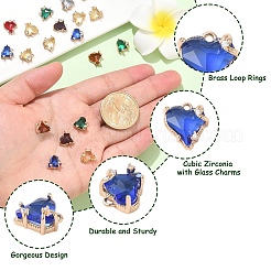 20 шт. латунный микропаве кубический цирконий со стеклянными подвесками&nbsp;KK-YW0002-93