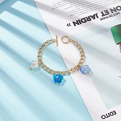 Braccialetto con ciondolo a forma di fiore a lume con catene barbazzale in alluminio da donna&nbsp;BJEW-TA00176-02