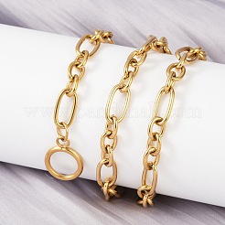 Ионное покрытие(ip) 304 нержавеющая сталь Фигаро цепи ожерелья&nbsp;NJEW-O124-03G