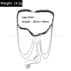 Chaîne de jambe sexy à pompon multicouche en alliage de strass&nbsp;WG728BB-09