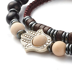 Set di braccialetti elastici per famiglia con codice morse&nbsp;BJEW-JB07352-04
