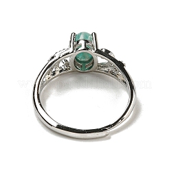Ovale verstellbare Ringe aus natürlichem Amazonit&nbsp;RJEW-Q818-01P-01B