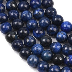 Окрашенные природные лазурит бисер пряди круглые&nbsp;G-M169-6mm-05
