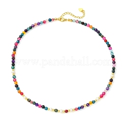Collares de cuentas de ágata natural redonda facetada (teñida y tratada térmicamente)&nbsp;NJEW-JN06617