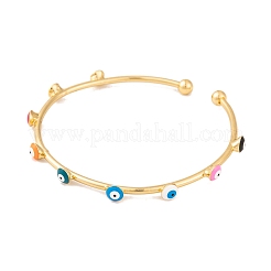 Bracelets réglables en laiton émail coloré mauvais œil&nbsp;BJEW-S147-18G-A