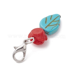 Подвески из окрашенных синтетических листьев бирюзы&nbsp;HJEW-JM02020