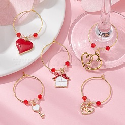 Encantos de copa de vino esmaltados de aleación del día de San Valentín&nbsp;AJEW-JO00207