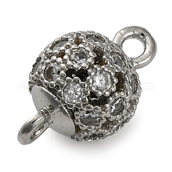 Шармы-соединители из латуни с микропаве из прозрачного кубического циркония&nbsp;KK-A230-06B-P