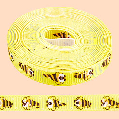 Полиэстеровые ленты с принтом пчел&nbsp;SRIB-WH20020-018E