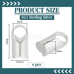 4 embout de cordon en argent sterling à colonne&nbsp;STER-BC0004-47S