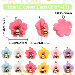 24 шт. 6 цвета непрозрачные подвески из смолы&nbsp;RESI-SC0006-46