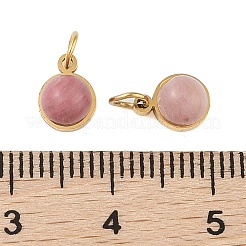 Ионное покрытие (ip) натуральный родонит полукруглые подвески с соединительным кольцом&nbsp;STAS-A097-05G-03