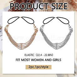 2шт 2-х цветная железная эластичная повязка на голову со стразами&nbsp;OHAR-ME0001-08