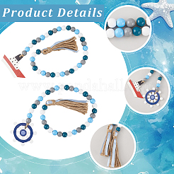 2 pz 2 stili di ornamenti da appendere con perline di legno&nbsp;HJEW-GF0001-56A