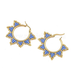 Aretes de aro con cuentas de vidrio&nbsp;EJEW-MZ00750-01