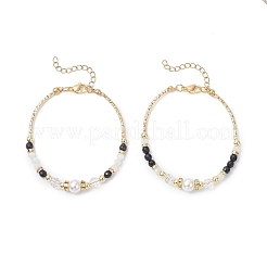 2 шт. браслеты из натурального радужного лунного камня&nbsp;BJEW-JB12558