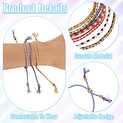 24шт 12 цвета плетеный полиэстеровый шнур в стиле бохо для изготовления браслета&nbsp;MAK-TA0001-34