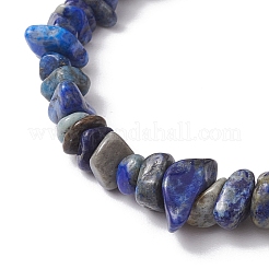 Galvanisierte Sechseckprisma-Stretcharmbänder mit Naturquarzsplitterperlen für Damen&nbsp;BJEW-JB10756-08
