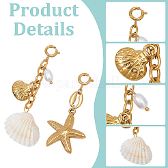 2 шт. 2 стильных подвесных украшений в форме ракушки из нержавеющей стали 304&nbsp;HJEW-GA0001-60