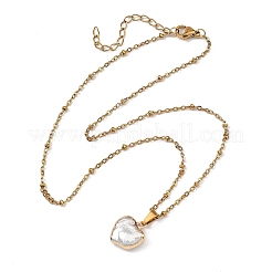 Collana da donna con ciondolo a cuore in perla keshi naturale barocca e catena a satellite in acciaio inossidabile 304.&nbsp;NJEW-JN06238