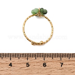 Bracciale regolabile in acciaio inossidabile 304 con turchese africano naturale (diaspro) e anelli aperti&nbsp;RJEW-P187-01G-07