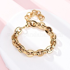 Браслеты из овальной цепочки из нержавеющей стали 304 для женщин&nbsp;BJEW-Z128-01G-02