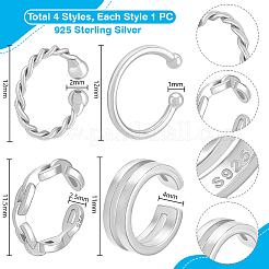 4 paio di orecchini a polsino in argento sterling&nbsp;EJEW-PH0001-38P