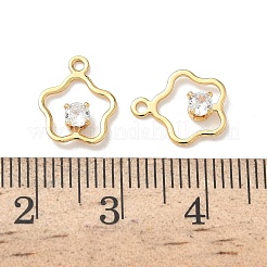 Micro latón allanan zirconia cúbico charms de flores&nbsp;KK-Z136-03G