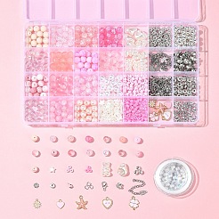 Наборы для изготовления браслетов из круглых стеклянных и пластиковых бусин своими руками&nbsp;DIY-FS0007-56B