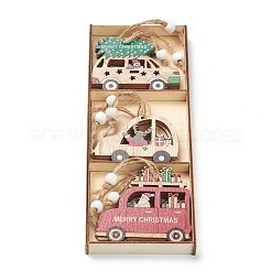 Рождественские тематические подвесные украшения из натурального дерева&nbsp;HJEW-P010-01